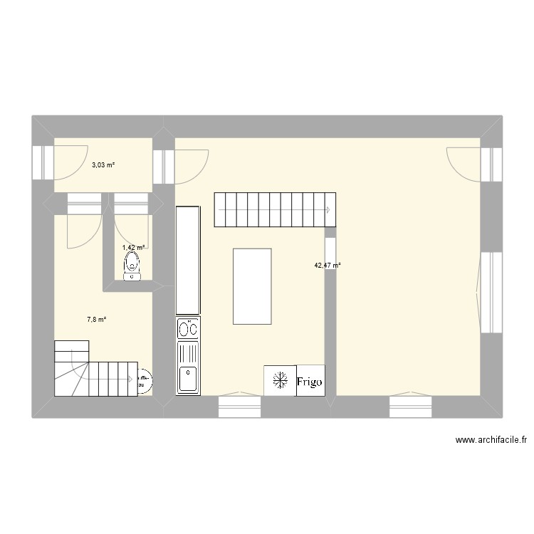 rdcbouligny. Plan de 4 pièces et 55 m2