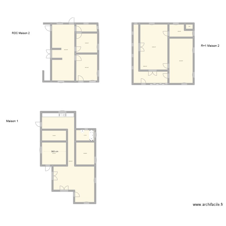 Double maison _ Belle Plaine 971_ Plan initial. Plan de 13 pièces et 258 m2