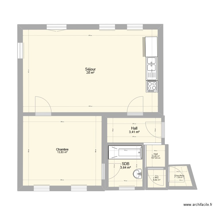 Charles Dubois 4. Plan de 7 pièces et 52 m2