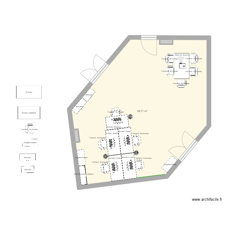 Salle mariage 4. Plan de 3 pièces et 59 m2