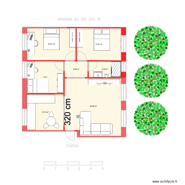 rafaela2. Plan de 7 pièces et 73 m2