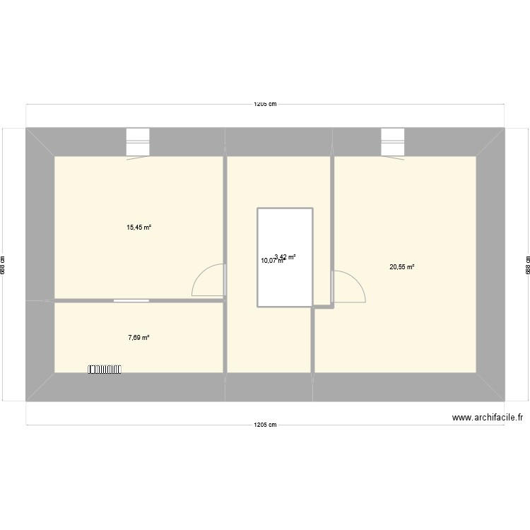 kervignac étage. Plan de 5 pièces et 57 m2