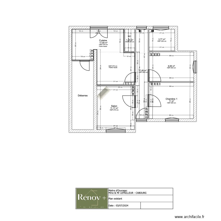 Plan existant Radiateur LEPAILLEUR. Plan de 8 pièces et 72 m2