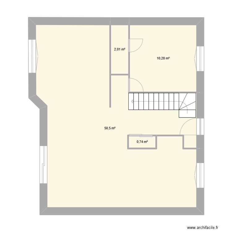 Maison. Plan de 4 pièces et 64 m2