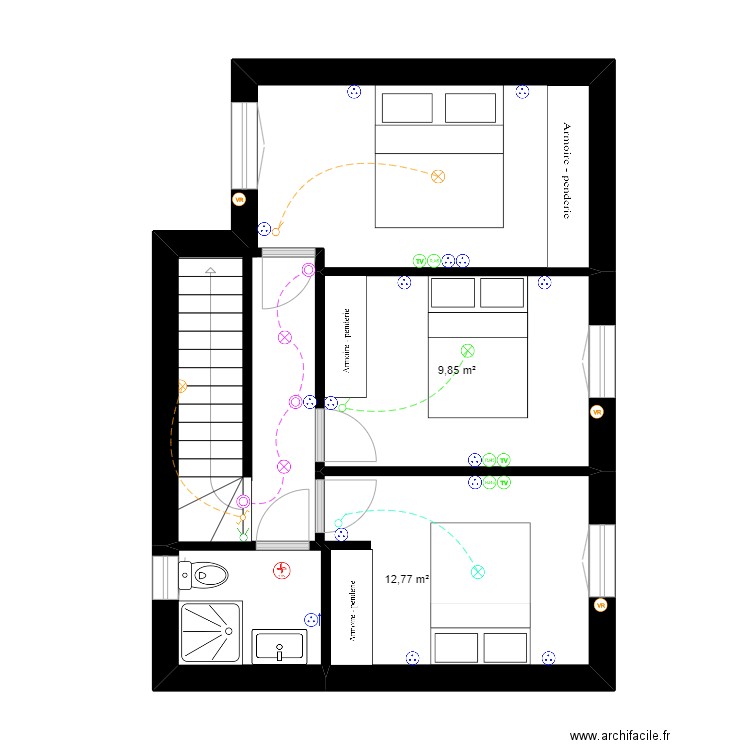 jerome totti etage. Plan de 2 pièces et 23 m2