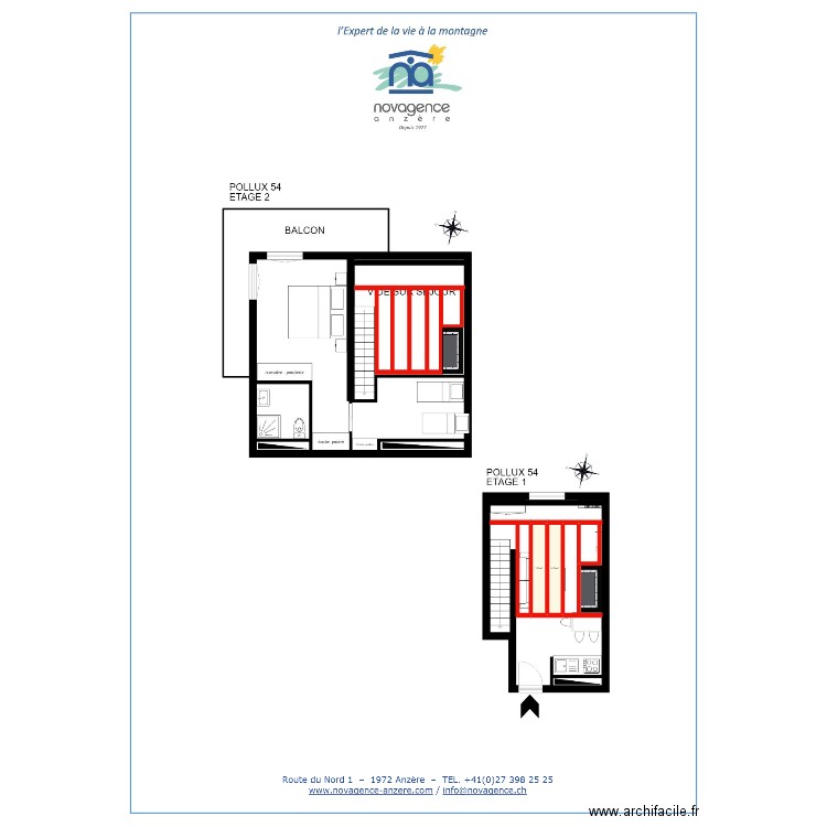 Pollux 2. Plan de 2 pièces et 14 m2