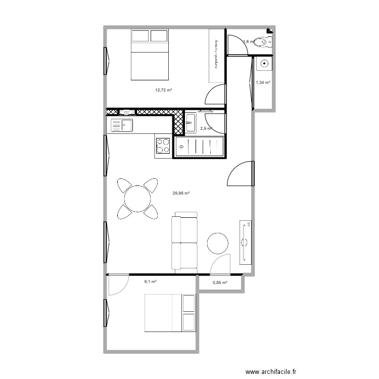 BIARRITZ. Plan de 11 pièces et 59 m2