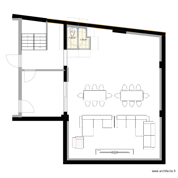 Plan 1er Etage/1 19 FM. Plan de 2 pièces et 3 m2