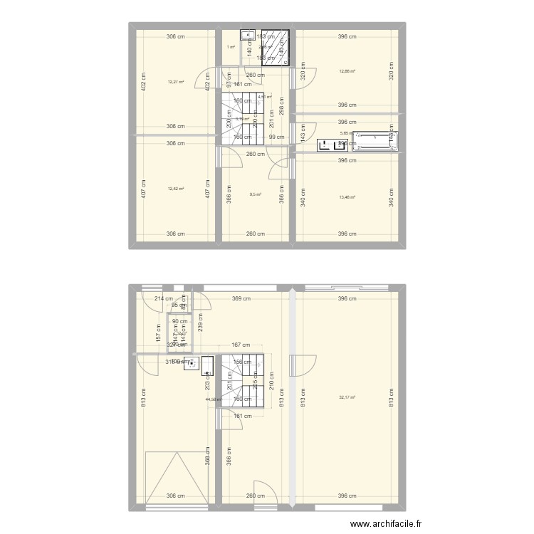 auguste_landeau_Anne. Plan de 13 pièces et 155 m2