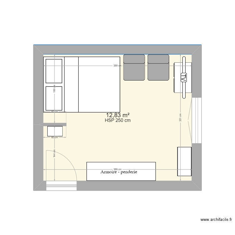 chambre clém. Plan de 1 pièce et 13 m2