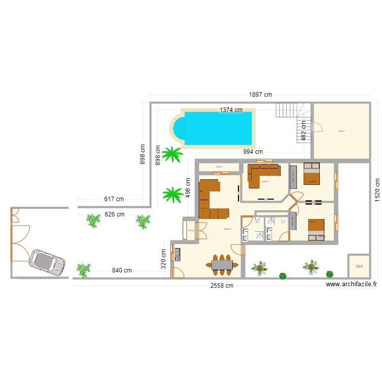 BAREKA2. Plan de 9 pièces et 167 m2