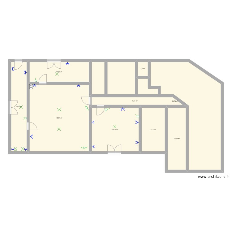 villa berenice. Plan de 9 pièces et 190 m2