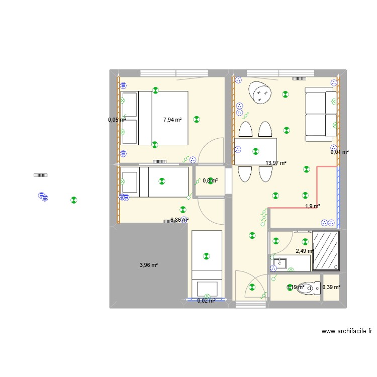 Olympiade 405 (2). Plan de 12 pièces et 40 m2