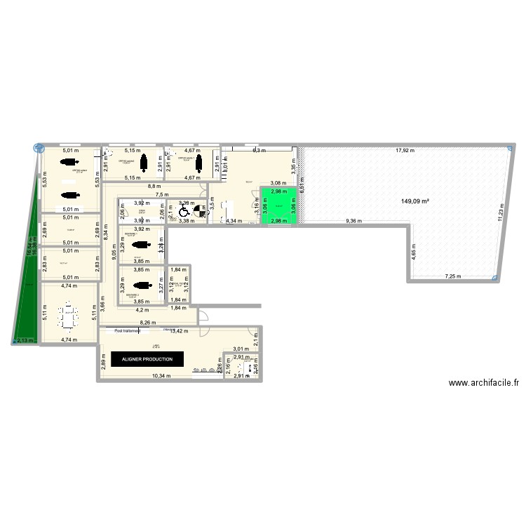 val d'Europe-amenagement. Plan de 18 pièces et 459 m2