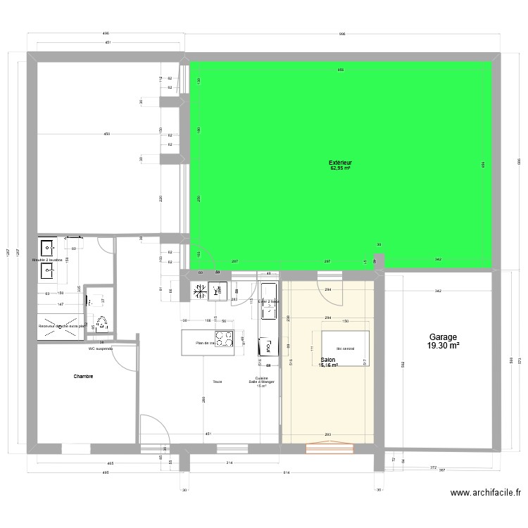 Plan Projet 2. Plan de 2 pièces et 78 m2