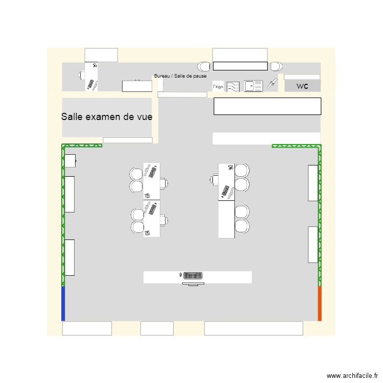 Magasin. Plan de 4 pièces et 22 m2