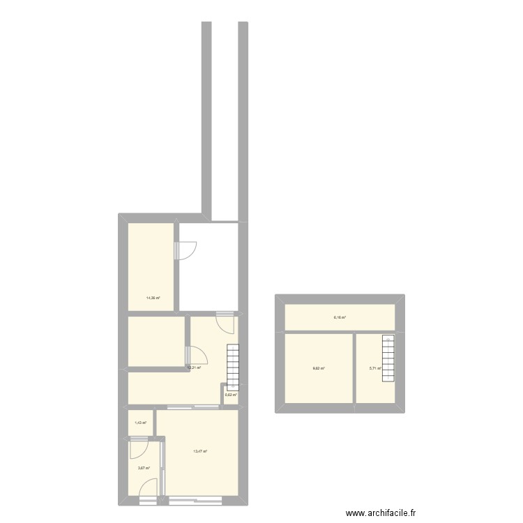 gauthier vaillant. Plan de 9 pièces et 67 m2