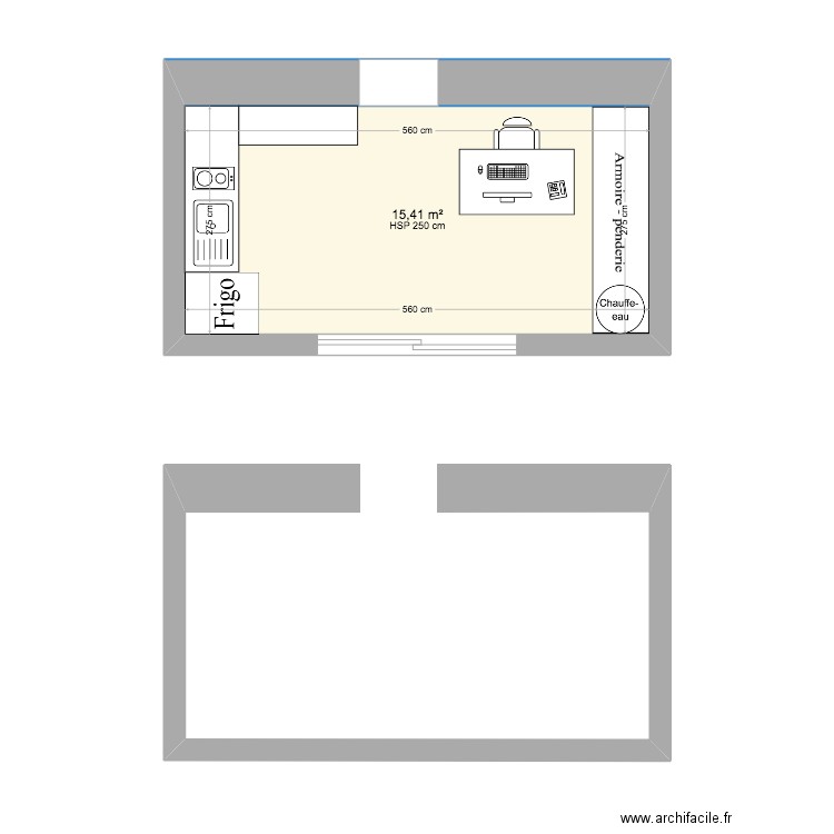 sous maison. Plan de 1 pièce et 15 m2