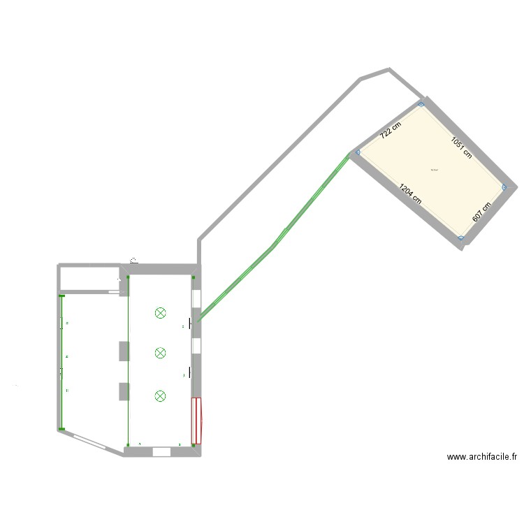 chapelle. Plan de 1 pièce et 74 m2