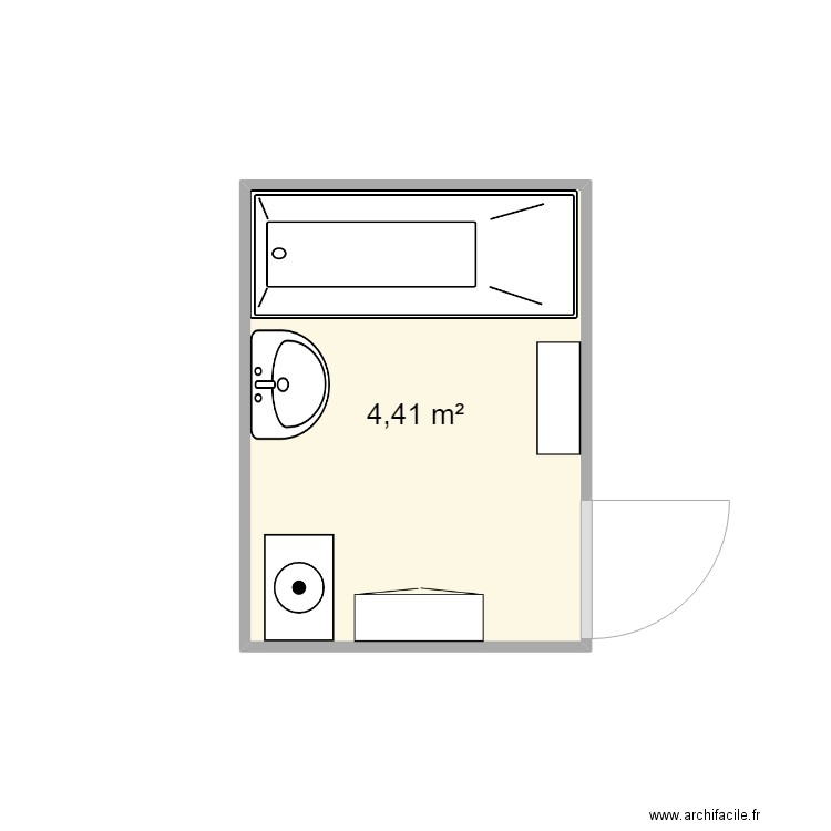 sdb-actuelle. Plan de 1 pièce et 4 m2