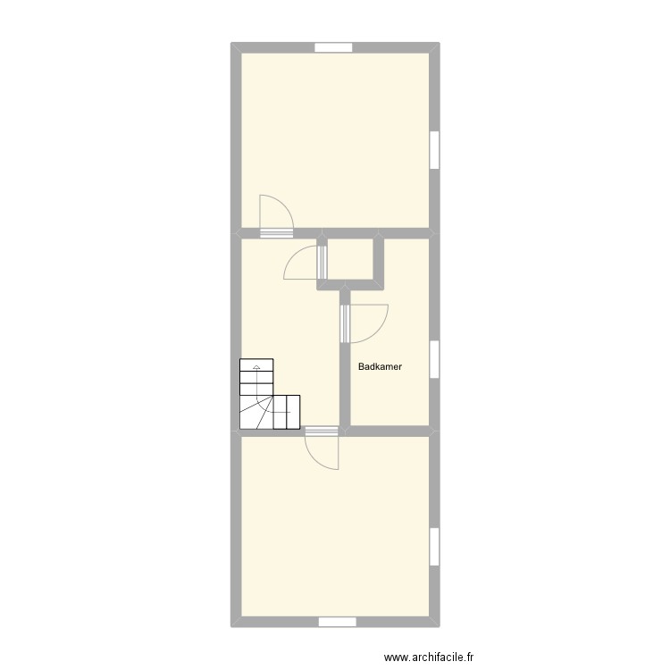 Otegem - Ooigemstraat 29 - bovenverdieping. Plan de 5 pièces et 44 m2