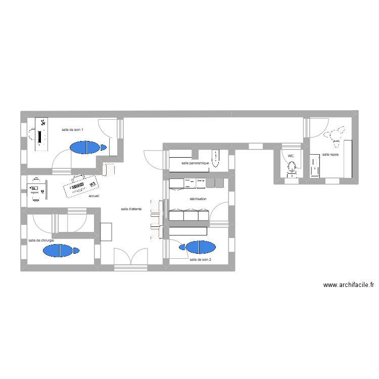 DR BESCH. Plan de 7 pièces et 55 m2