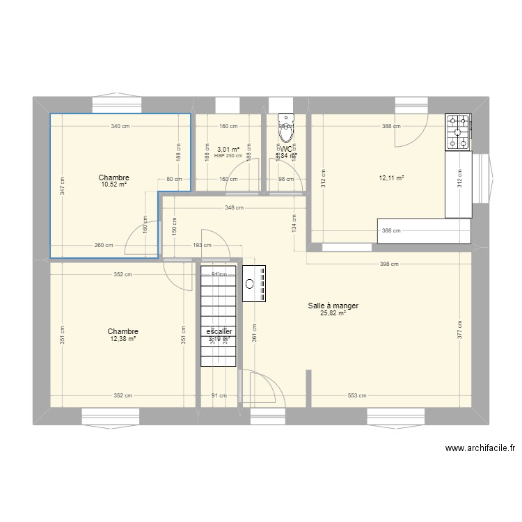 LE BLANC. Plan de 7 pièces et 69 m2