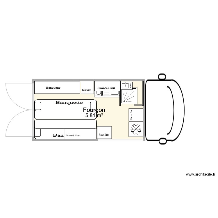 Ford new2. Plan de 1 pièce et 6 m2