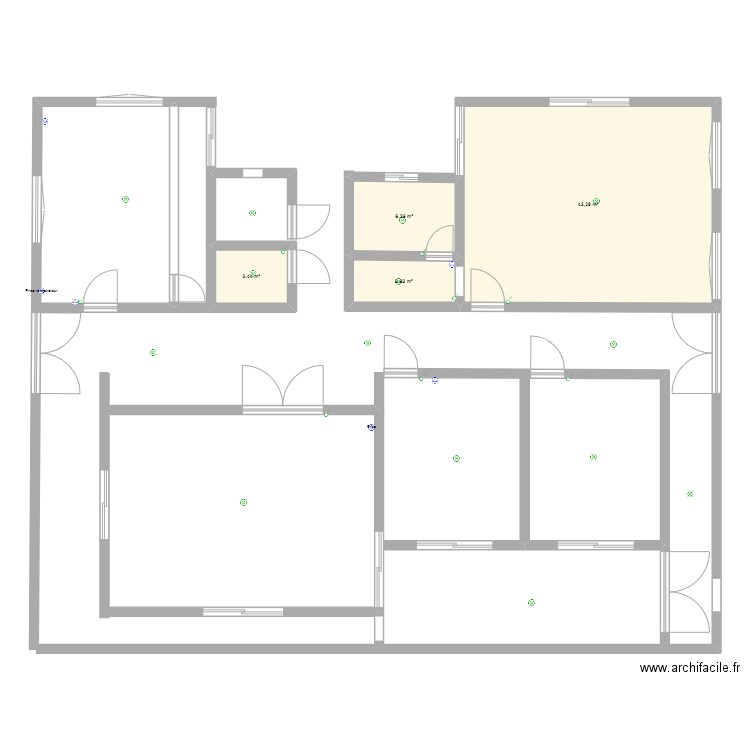 zembi plan 2. Plan de 4 pièces et 57 m2