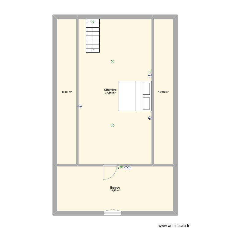 53 CDG 2nd floor. Plan de 4 pièces et 76 m2