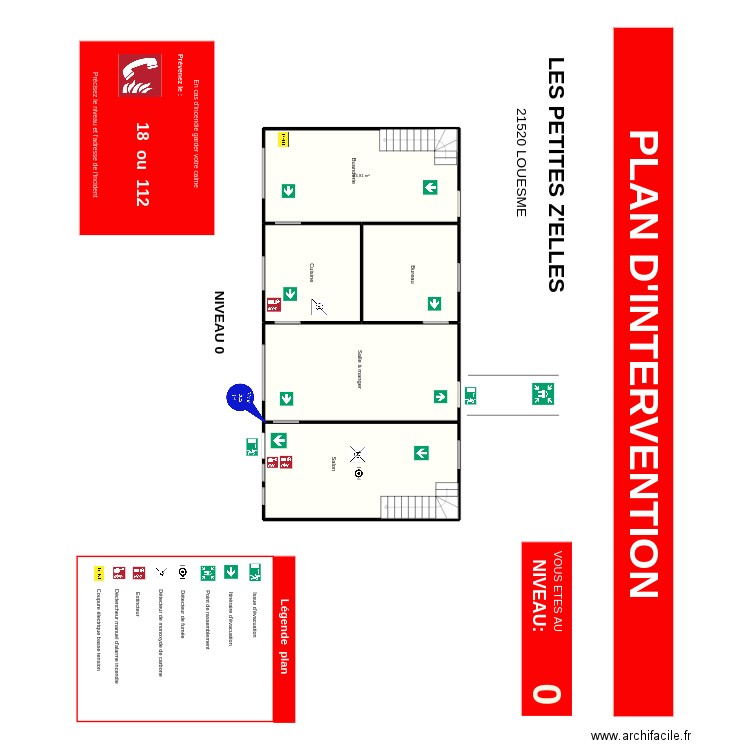 Plan d'intervention LOUESME rdc. Plan de 5 pièces et 99 m2