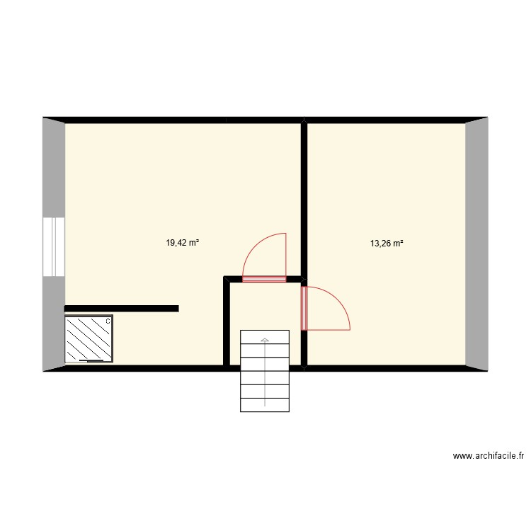 attic plan. Plan de 2 pièces et 33 m2