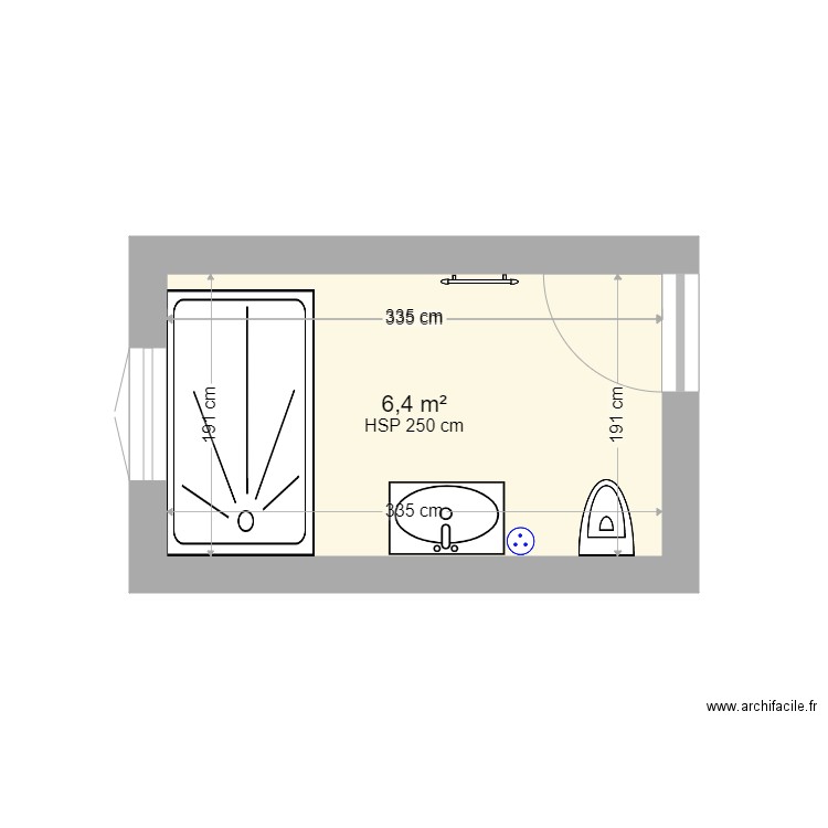 SALLE DE BAIN SYLVIE. Plan de 1 pièce et 6 m2