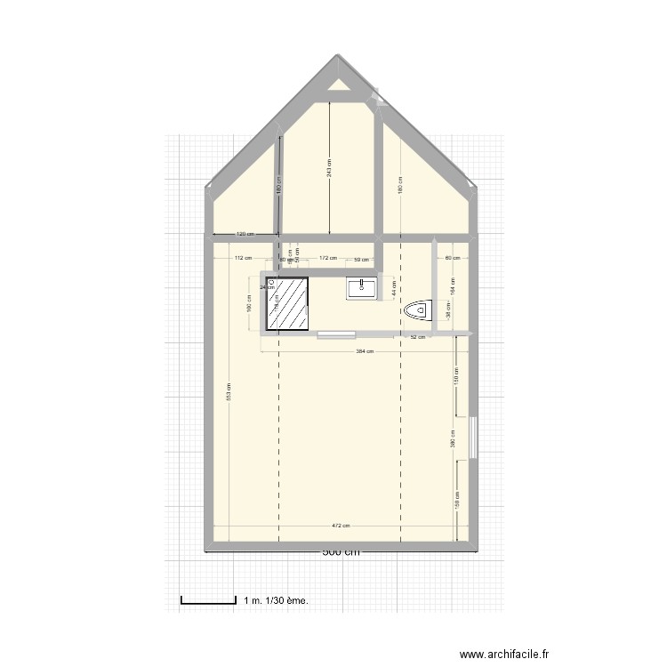 sdb étage baraize V3. Plan de 7 pièces et 33 m2