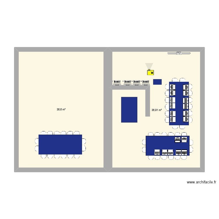 DOT CO NIV3. Plan de 2 pièces et 74 m2