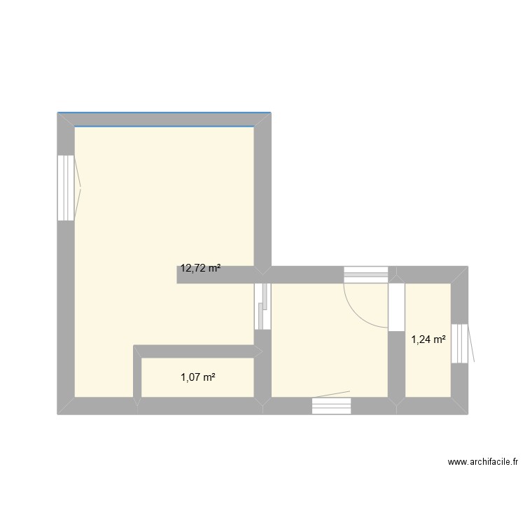 une chambre salon. Plan de 3 pièces et 15 m2