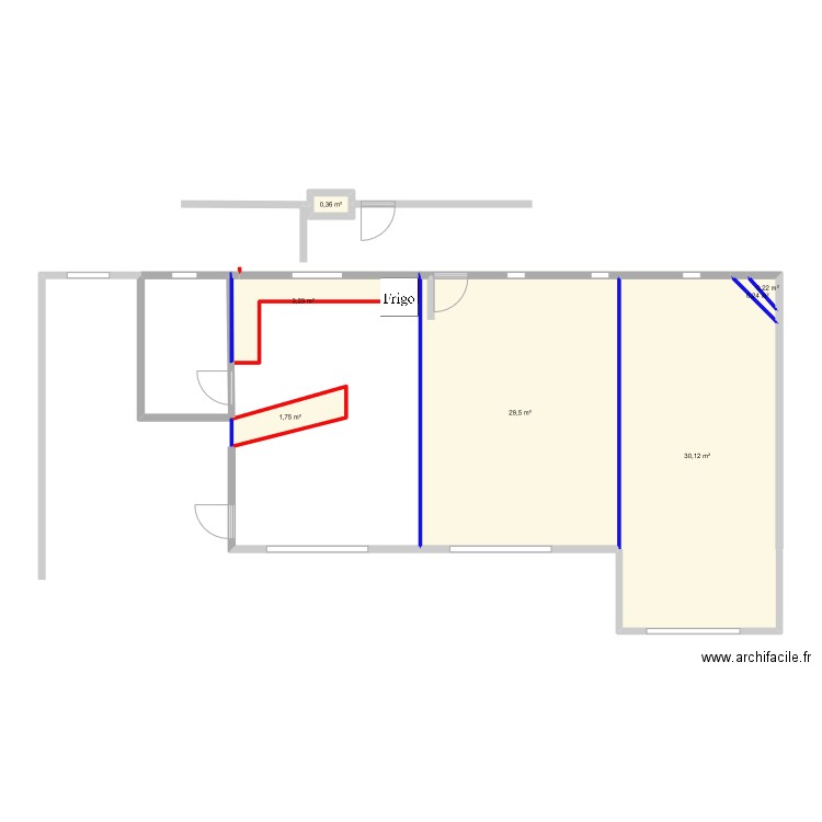 xxxc. Plan de 7 pièces et 65 m2