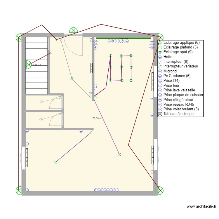 RDC Saclas. Plan de 4 pièces et 81 m2