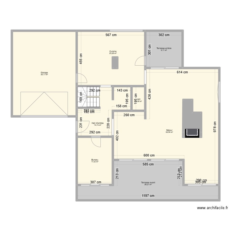 Embourg RDC avec cotes. Plan de 11 pièces et 195 m2