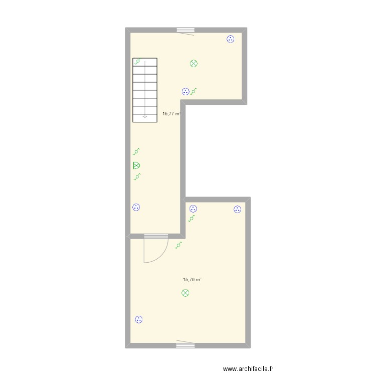 F4 Mezzanine + chambre. Plan de 2 pièces et 32 m2