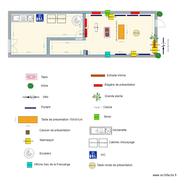 PLAN BOUTIQUE VALLEE VILLAGE 2. Plan de 1 pièce et 64 m2