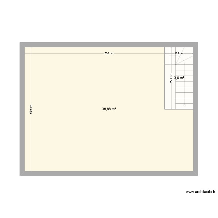 CHAPELLE 2. Plan de 3 pièces et 89 m2