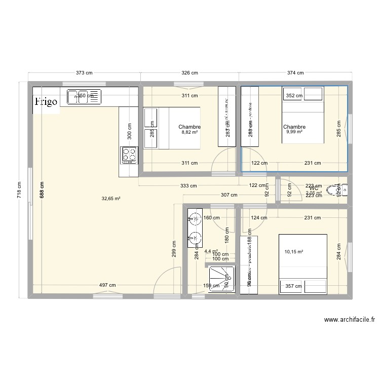 Plan1. Plan de 6 pièces et 68 m2