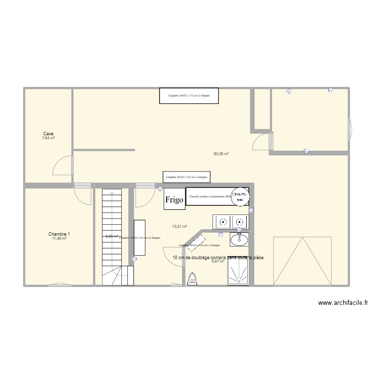 Plan travaux. Plan de 6 pièces et 104 m2