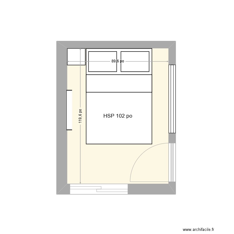 Chambre 2 Chambord. Plan de 1 pièce et 7 m2