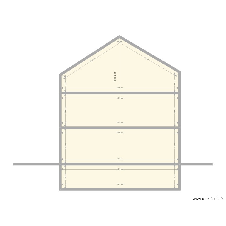 coupe allies 67 forrieres. Plan de 4 pièces et 80 m2