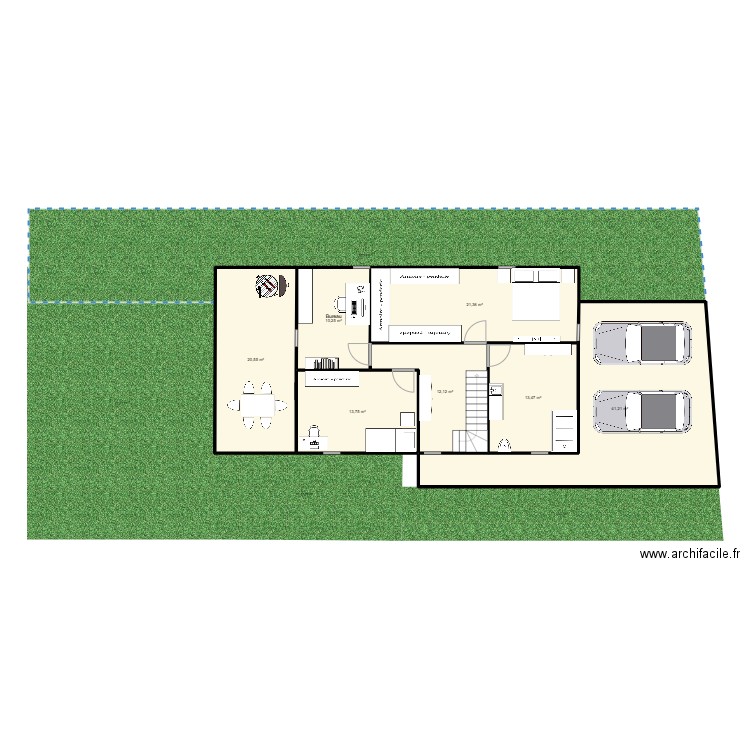 haut2. Plan de 7 pièces et 133 m2