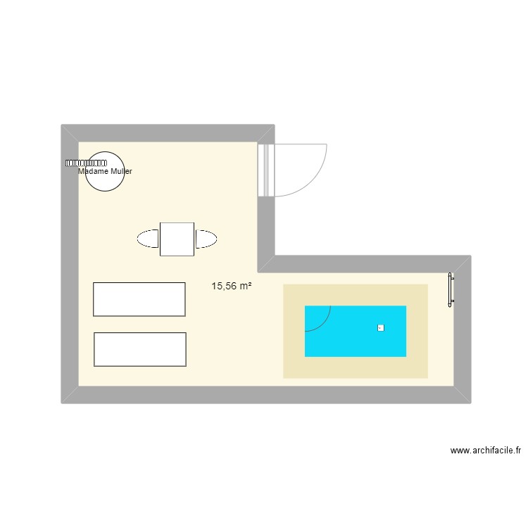 PISCINE. Plan de 1 pièce et 16 m2