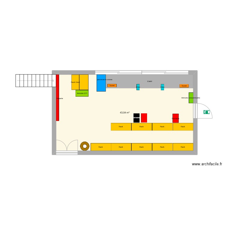 projet plan d'atelier. Plan de 2 pièces et 41 m2