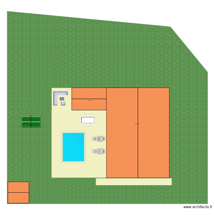 Jardin 1. Plan de 2 pièces et 88 m2